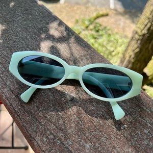RAEN Tongue Cat-Eye Sunglasses in Holiday/Stormy Blue | Rae’s Luxury Wig Pastel